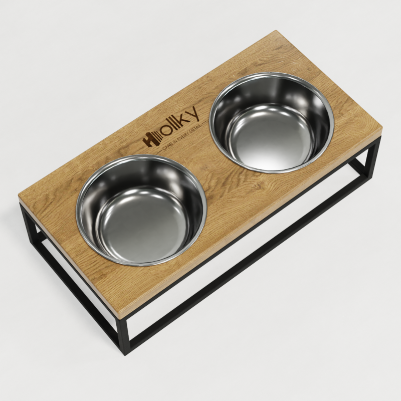 Hollky Base M - миски на підставці для середніх собак та великих котів (2 × 0,95 л) BLNT