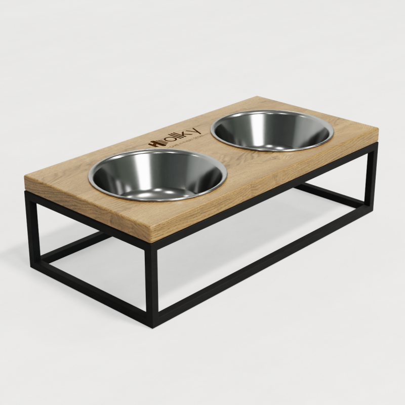 Hollky Base M - миски на підставці для середніх собак та великих котів (2 × 0,95 л) BLNT