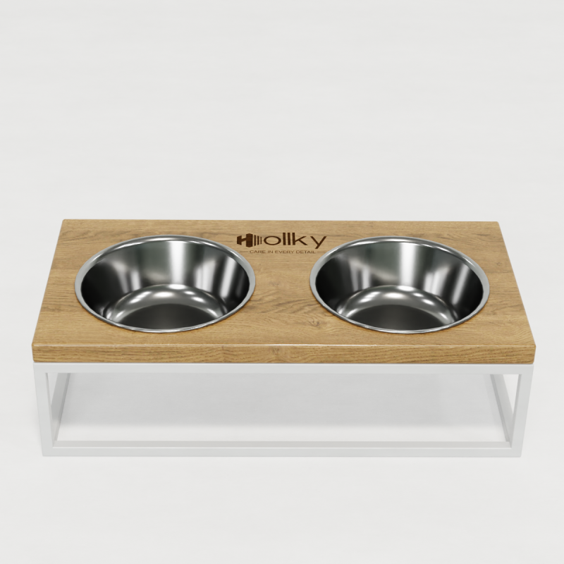 Hollky Base M - миски на підставці для середніх собак та великих котів (2 × 0,95 л) WHNT 
