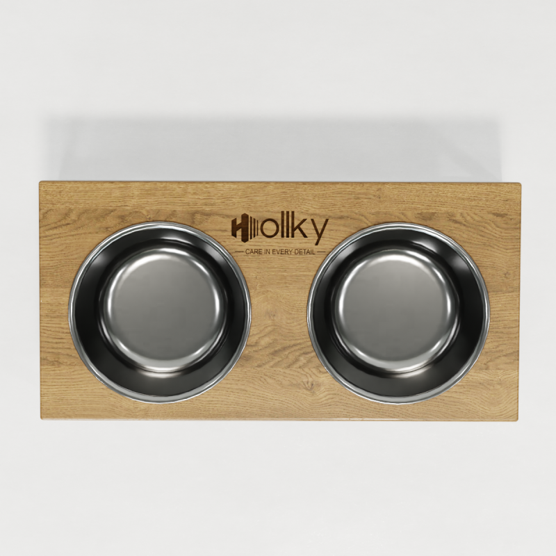 Hollky Base M - миски на підставці для середніх собак та великих котів (2 × 0,95 л) WHNT 