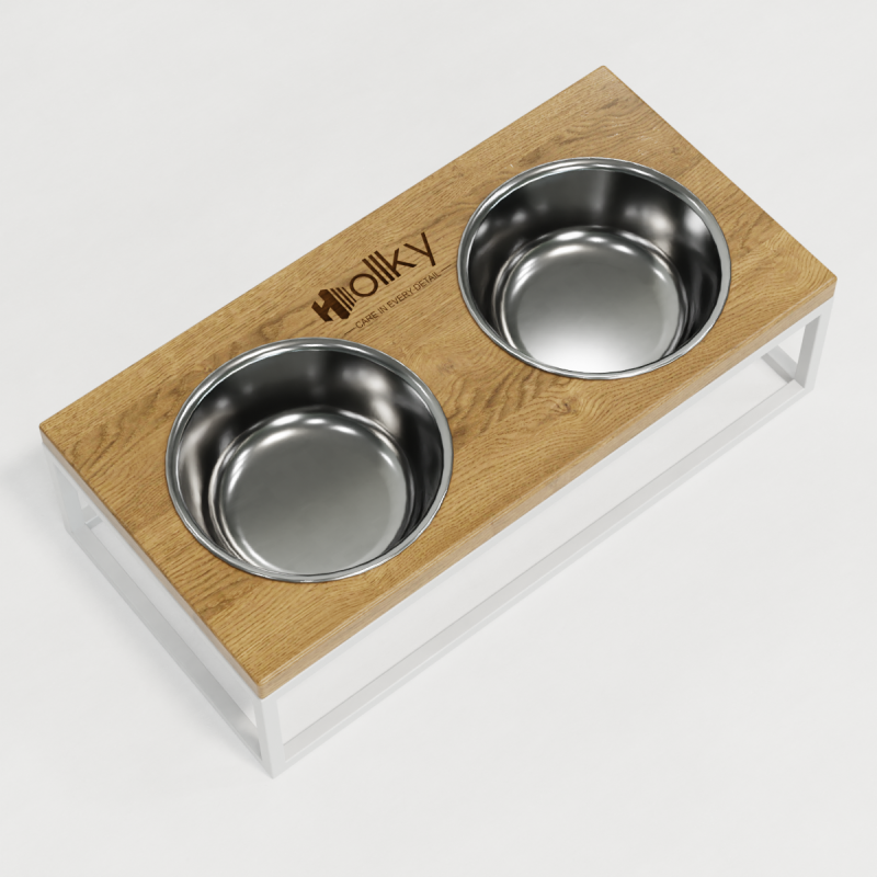 Hollky Base M - миски на підставці для середніх собак та великих котів (2 × 0,95 л) WHNT 