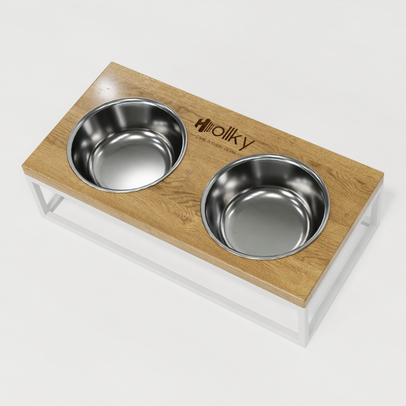 Hollky Base M - миски на підставці для середніх собак та великих котів (2 × 0,95 л) WHNT 