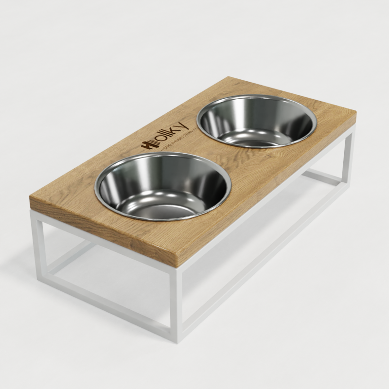 Hollky Base M - миски на підставці для середніх собак та великих котів (2 × 0,95 л) WHNT 