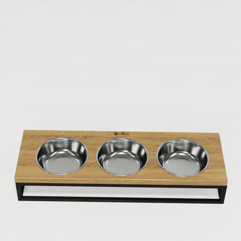 Hollky Base Bar - три миски на підставці для котів і маленьких собак (3 × 0,45 л) BLNT 