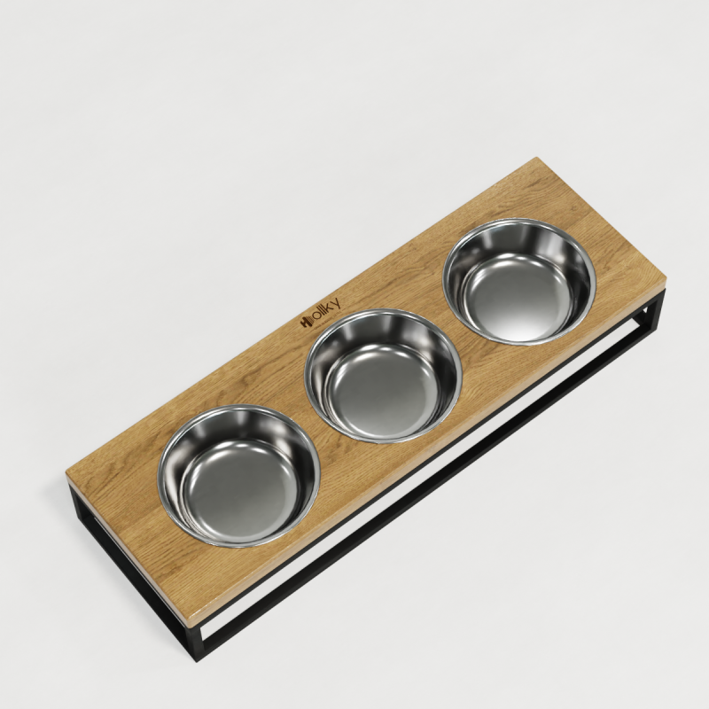 Hollky Base Bar - три миски на підставці для котів і маленьких собак (3 × 0,45 л) BLNT 