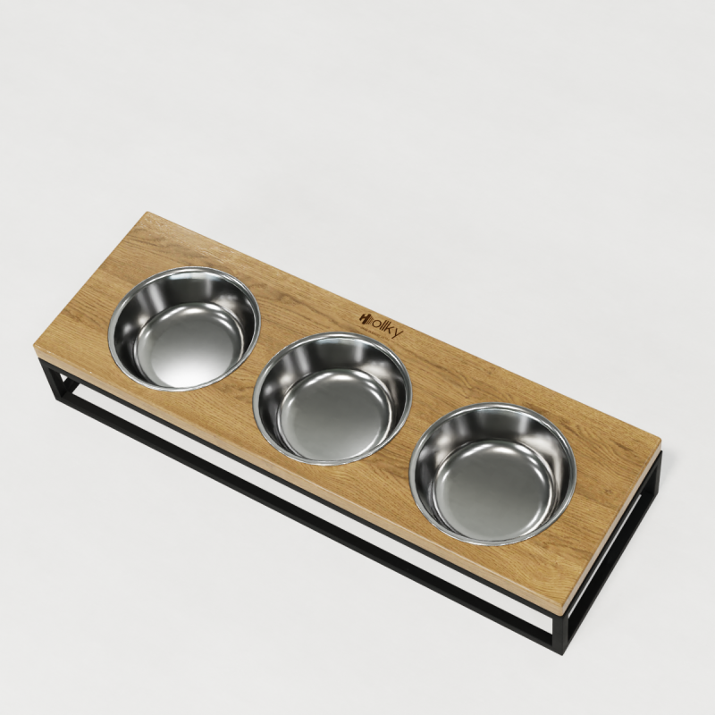 Hollky Base Bar - три миски на підставці для котів і маленьких собак (3 × 0,45 л) BLNT 