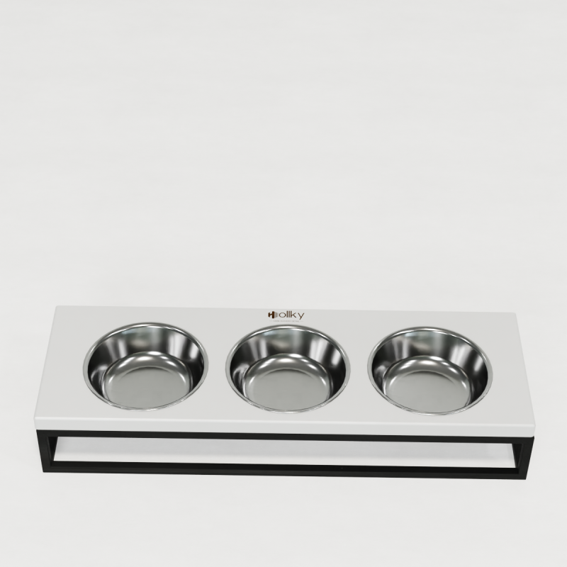 Hollky Base Bar - три миски на підставці для котів і маленьких собак (3 × 0,45 л) BLWH