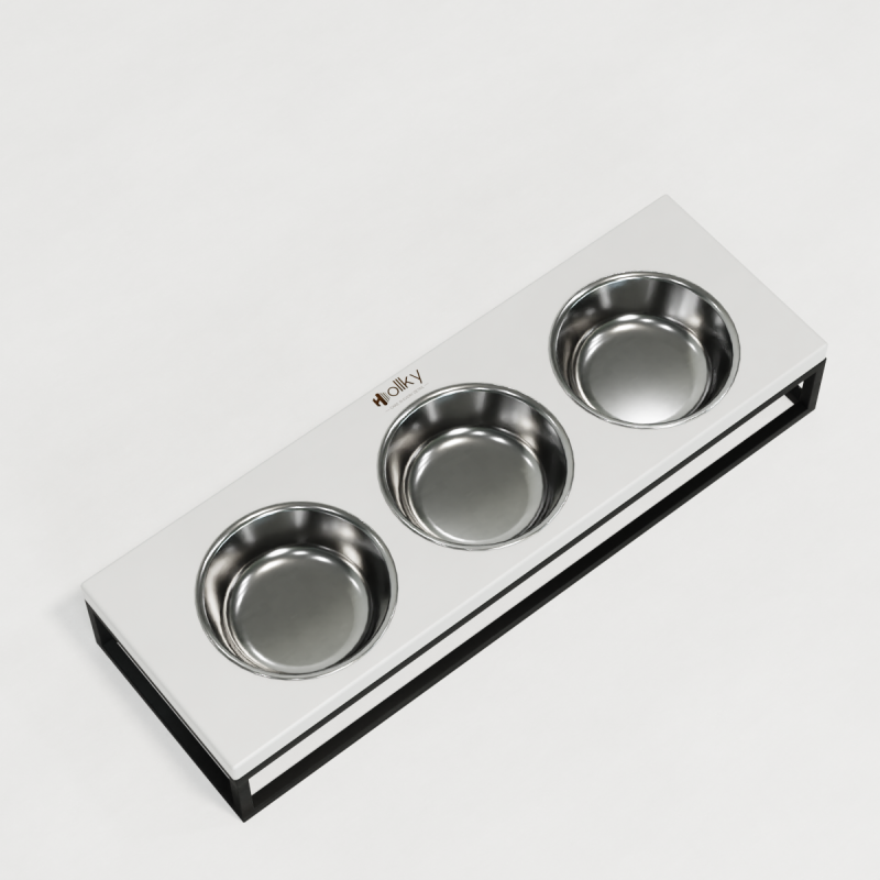 Hollky Base Bar - три миски на підставці для котів і маленьких собак (3 × 0,45 л) BLWH