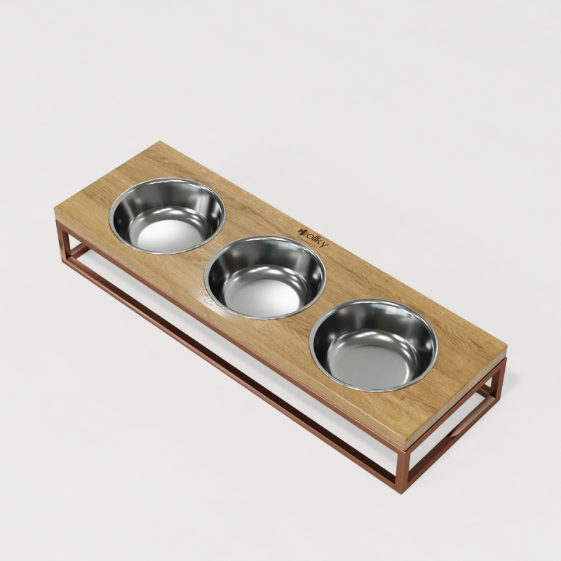 Hollky Base Bar - три миски на підставці для котів і маленьких собак (3 × 0,45 л) GLNT 