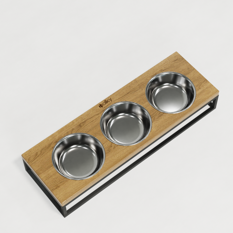 Hollky Base Bar - три миски на підставці для котів і маленьких собак (3 × 0,45 л) GRNT 