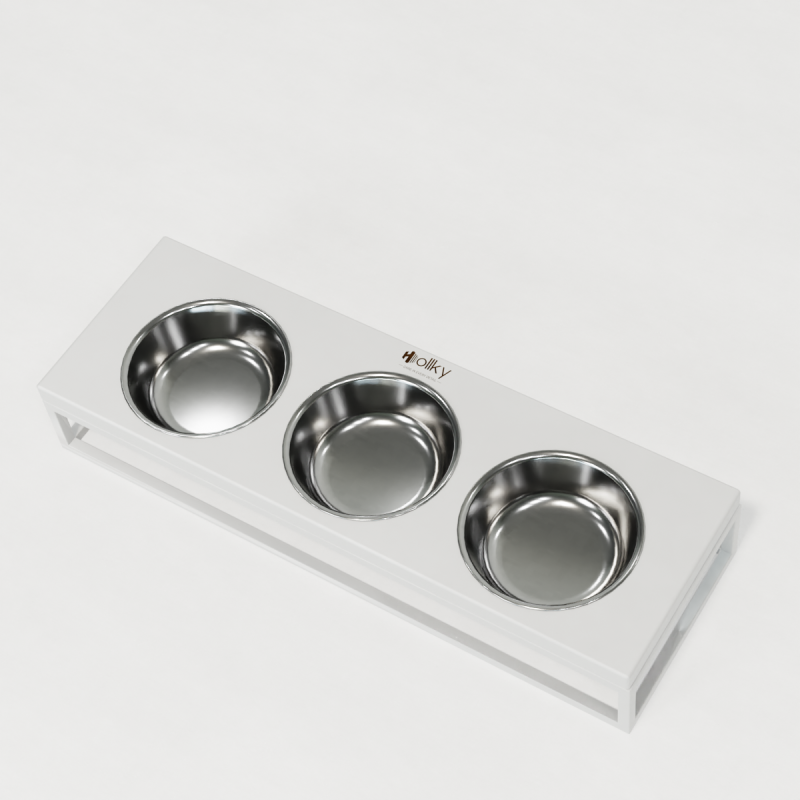 Hollky Base Bar - три миски на підставці для котів і маленьких собак (3 × 0,45 л) WHWH 