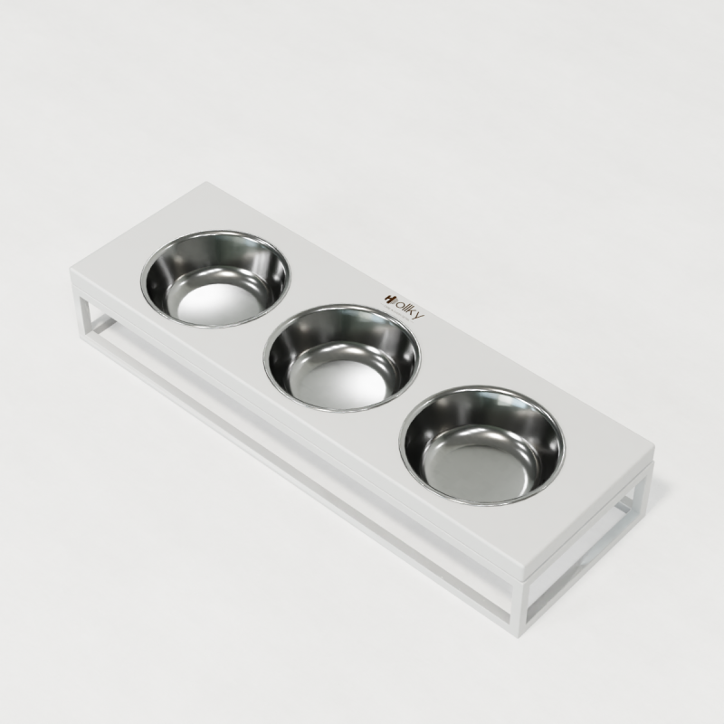 Hollky Base Bar - три миски на підставці для котів і маленьких собак (3 × 0,45 л) WHWH 