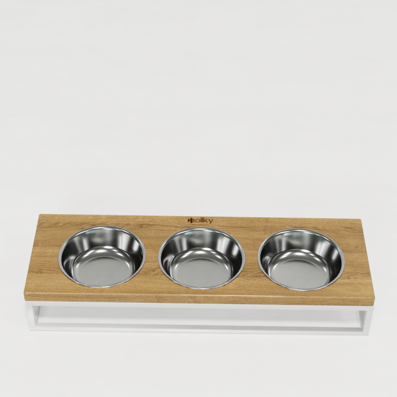 Hollky Base Bar - три миски на підставці для котів і маленьких собак (3 × 0,45 л) WHNT 