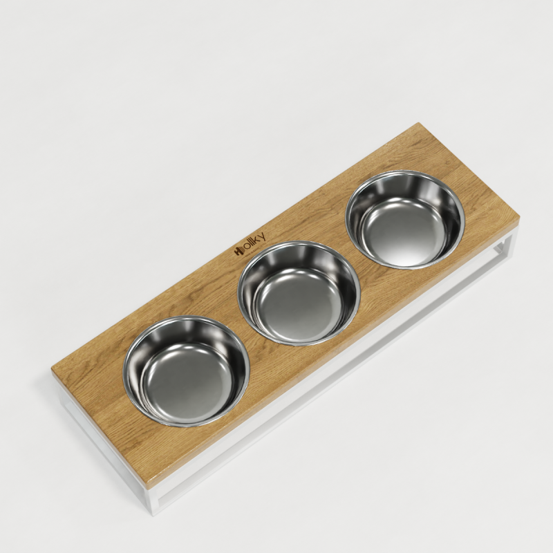 Hollky Base Bar - три миски на підставці для котів і маленьких собак (3 × 0,45 л) WHNT 