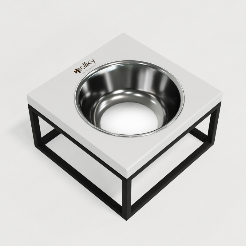 Hollky Base Solo M - миска на підставці для котів і середніх собак (1 × 0,8 л) BLWH