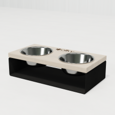 Hollky SteelWood S - миски на підставці з цільного металевого листа для собак та котів (2 × 0,45 л) BLWH