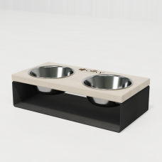 Hollky SteelWood S - миски на підставці з цільного металевого листа для собак та котів (2 × 0,45 л) GRWH