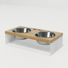 Hollky SteelWood S - миски на підставці з цільного металевого листа для собак та котів (2 × 0,45 л) WHNT