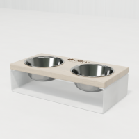 Hollky SteelWood S - raised bowls on solid metal stand for dogs and cats (2 × 0.45 L) WHWH